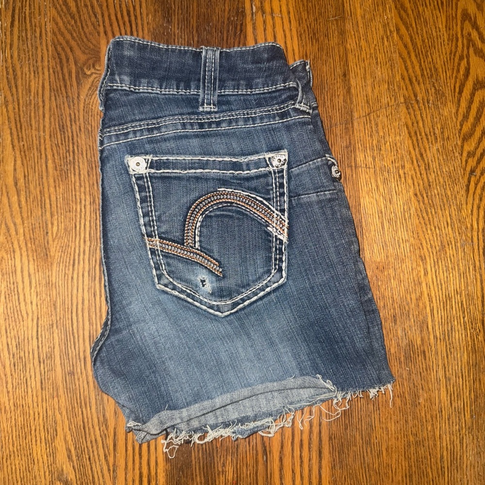 Ariat Blue Denim Shorts with Embroidered Pocket